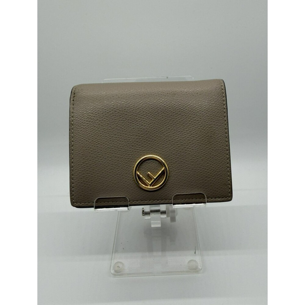 FENDI F is Fendi Leather Bifold Wallet Purse Beige/140